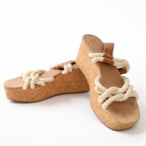 H&M Cork Platform Rope Sandals – Size 41 / US 10 – Boho Summer Wedge Slides